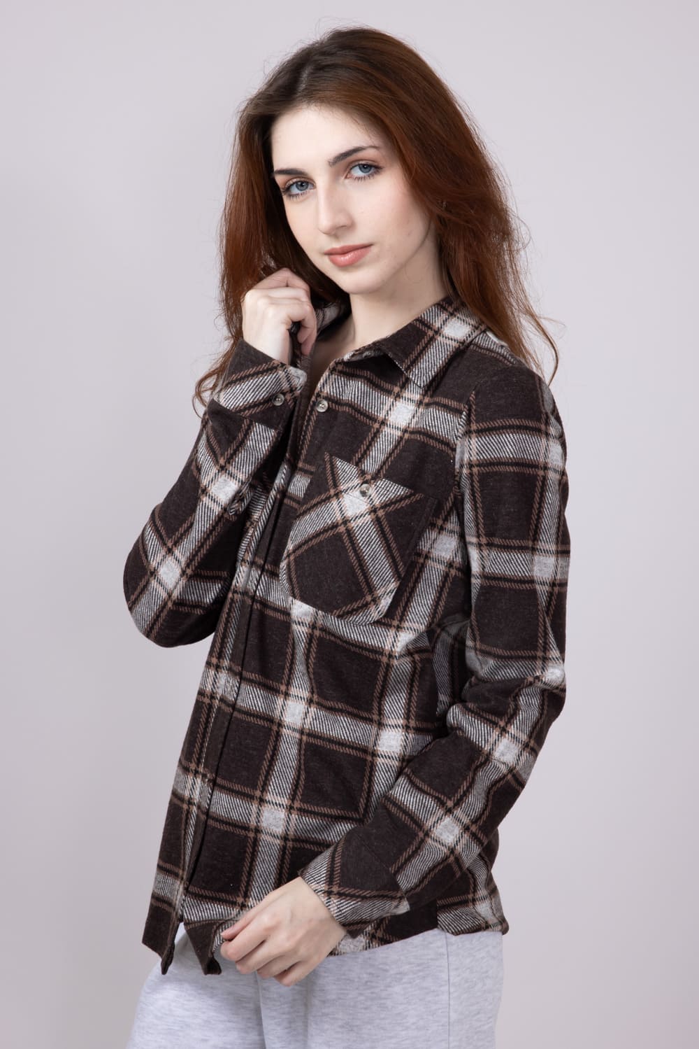 Thread & Supply Lewis Soft Luxe Button Up Shirt for Women in Coffee Combo | T1084PVXTS-COFFEECOMBO - Image 5