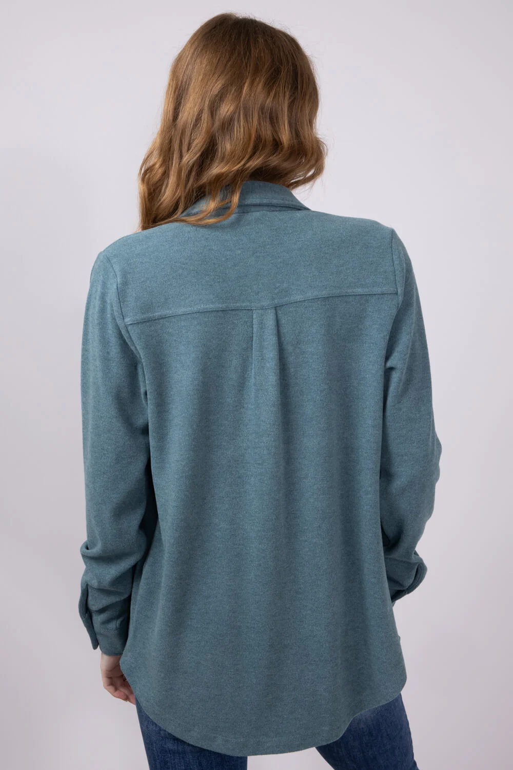 Thread & Supply Lewis Soft Luxe Button Up Shirt for Women in Spruce Heather | T1084PVXTS-SPRUCEHEATHERSOLID - Image 3