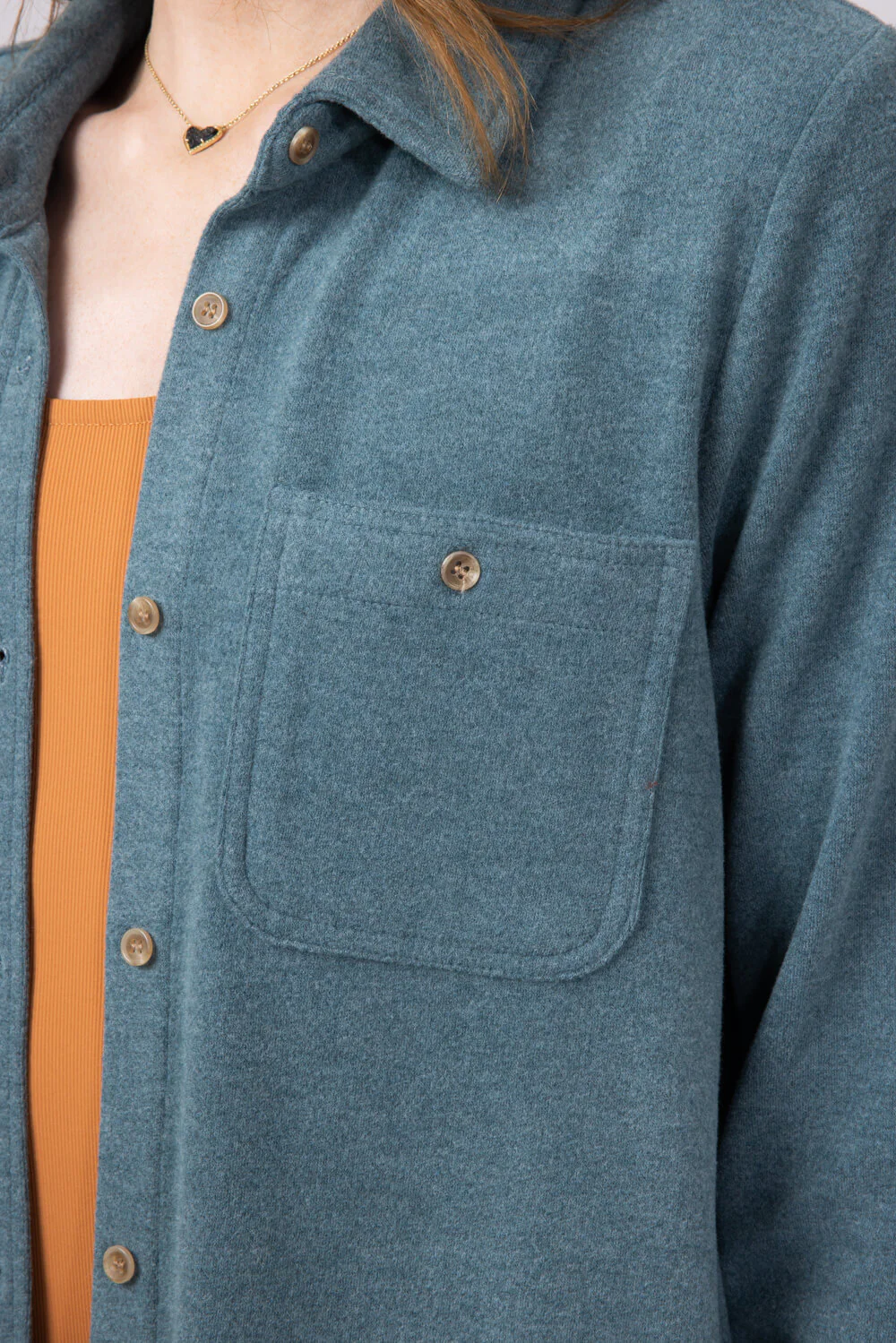 Thread & Supply Lewis Soft Luxe Button Up Shirt for Women in Spruce Heather | T1084PVXTS-SPRUCEHEATHERSOLID - Image 4