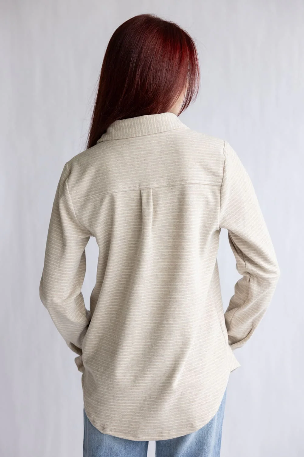 Thread & Supply Lewis Soft Luxe Button Up Shirt for Women in Tan White | T1084PVXTS-TANWHITE - Image 4