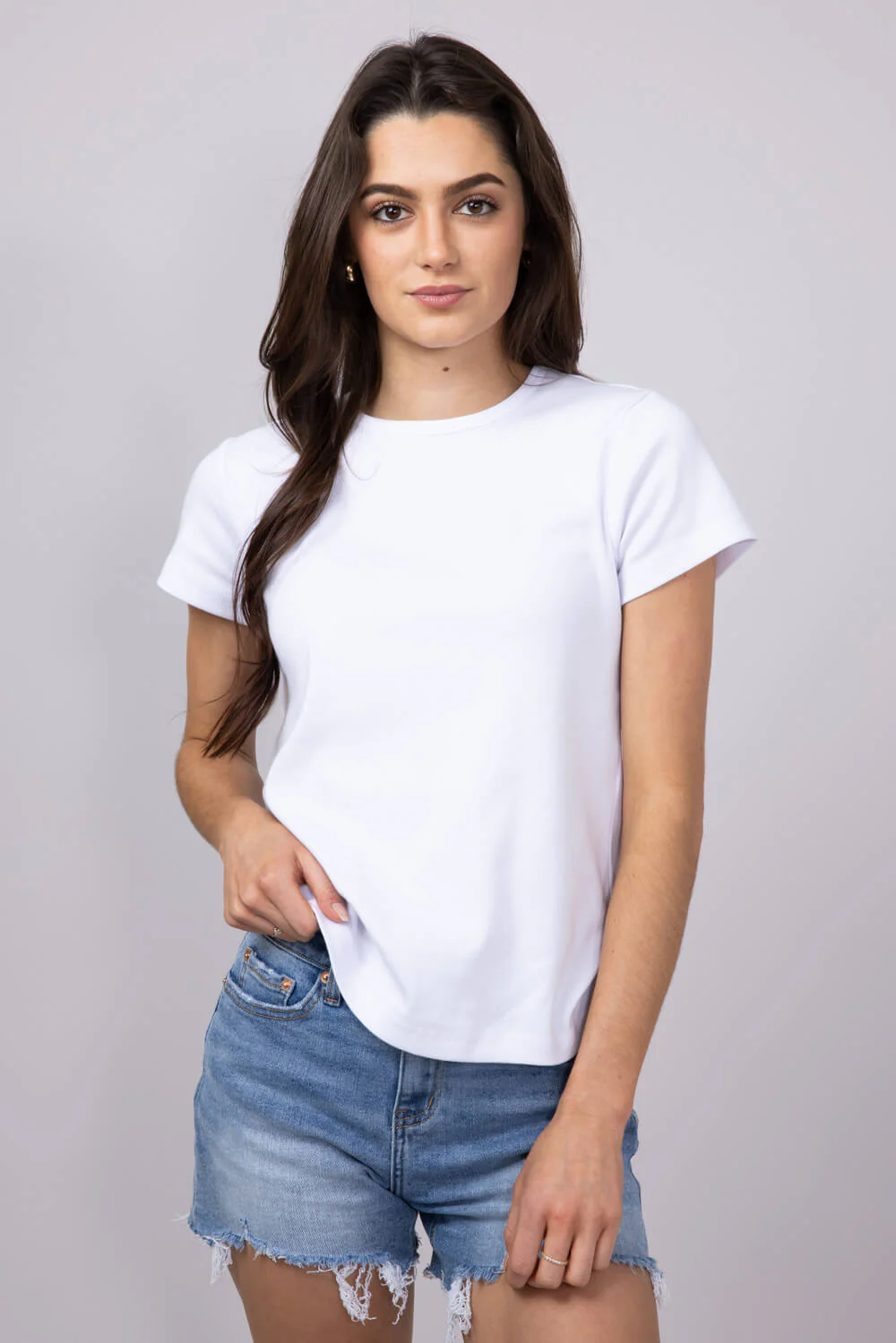 Thread & Supply Lexi Ribbed Knit T-Shirt for Women in White | T2666SFRTS-WHITE - Image 3