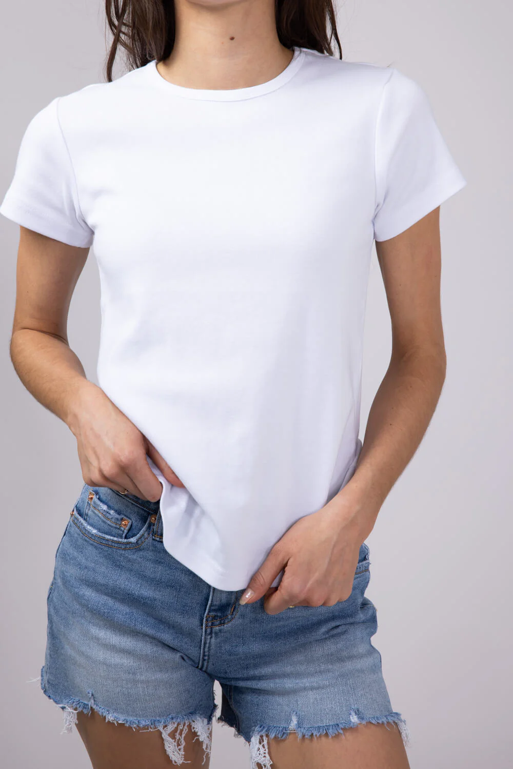 Thread & Supply Lexi Ribbed Knit T-Shirt for Women in White | T2666SFRTS-WHITE - Image 4