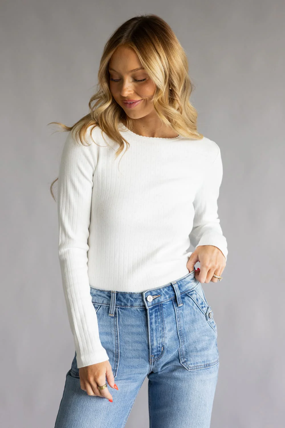 Thread & Supply Luisa Top for Women in Ivory | T4908PCKTS-IVORY - Image 3