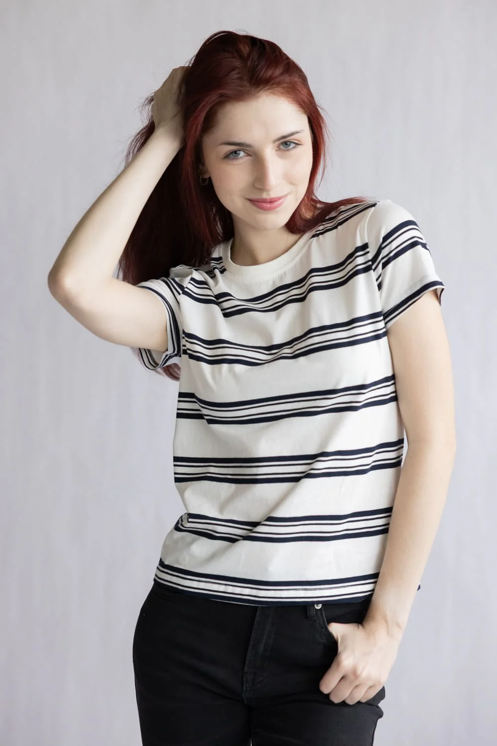 Thread & Supply Natalie Tee for Women in Ivory Navy | T5050CJKTS-IVORYNAVY - Image 3