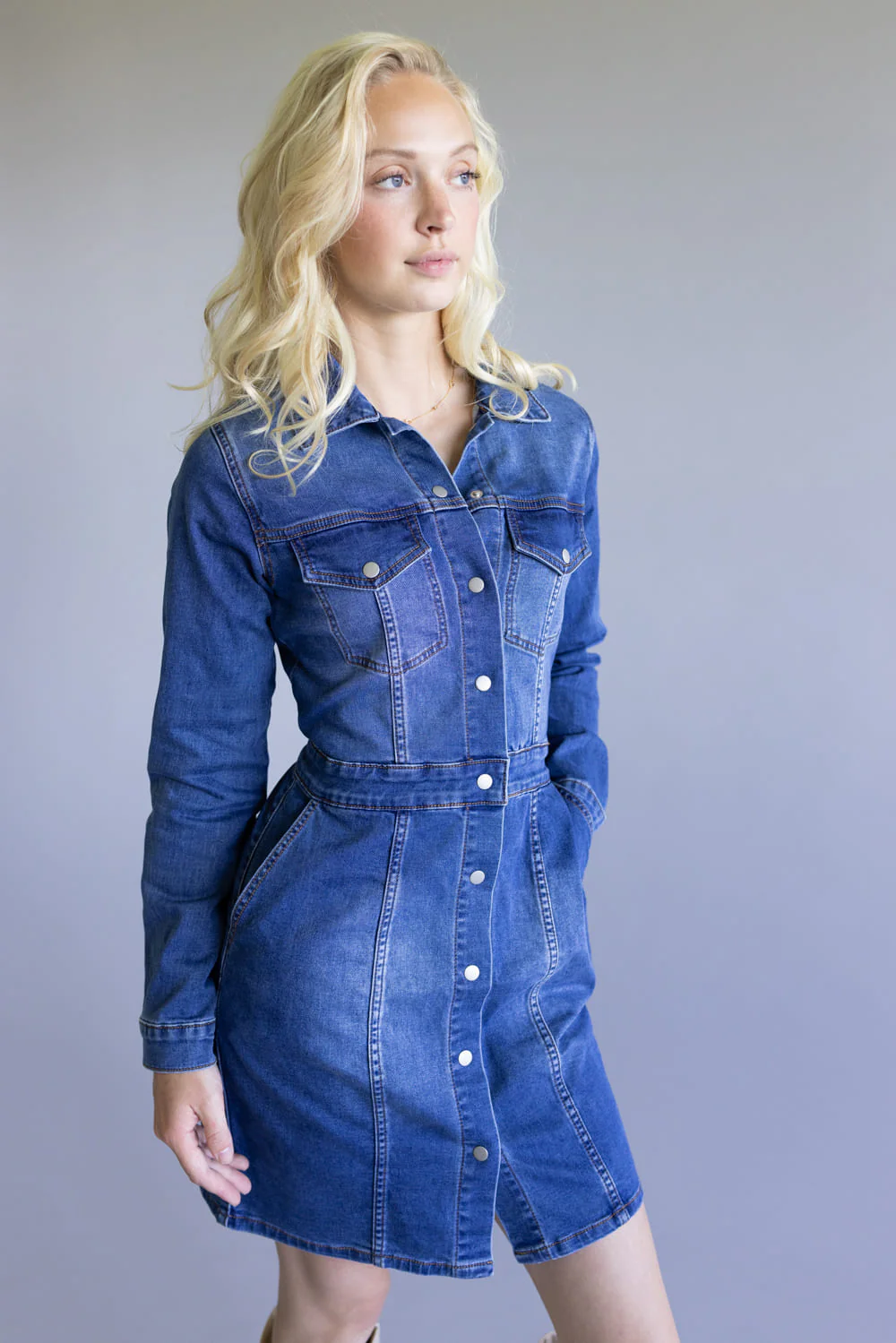Thread & Supply Norma Denim Dress for Women in Dark Wash | D1556DEKTS-DARKDENIM - Image 3