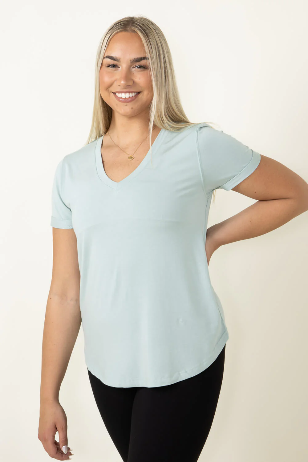 Thread & Supply Recreation T-Shirt for Women in Aqua Grey | T1440LZMTS-AQUAGREY - Image 3