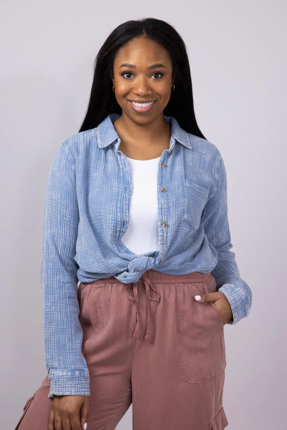 Thread & Supply Riley Button Up Shirt for Women in Blue | T1933CCGTS-INFINITYBLUE - Image 4
