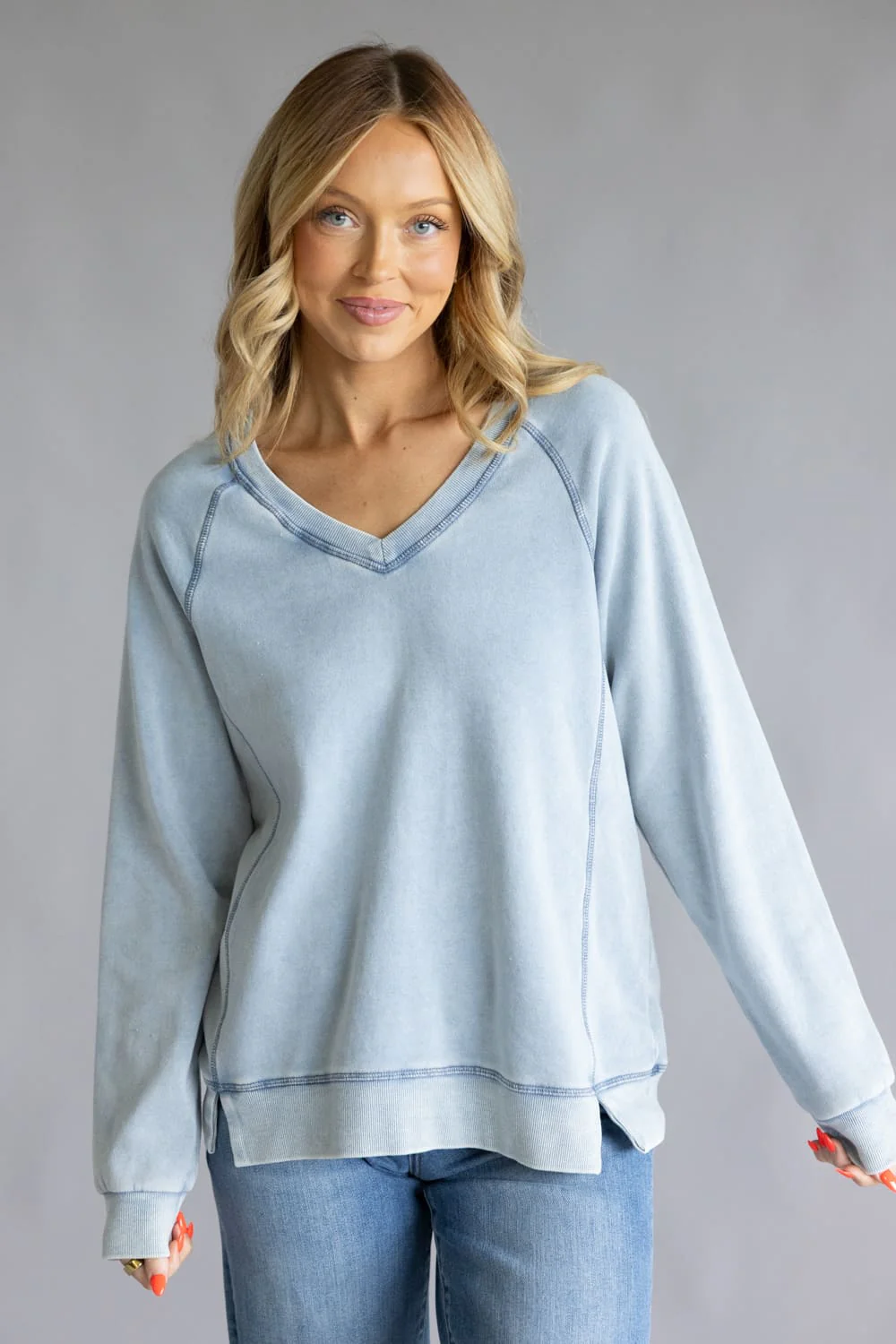 Thread & Supply Rugby Sweatshirt for Women in Light Denim | T4890CPKTS-LIGHTDENIM - Image 2