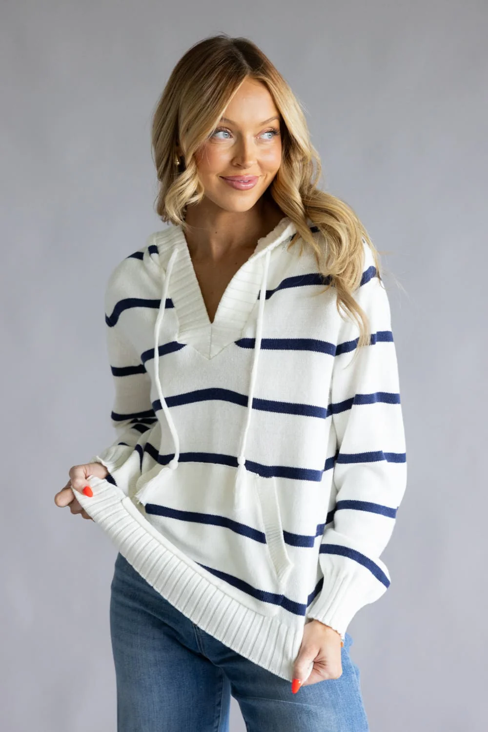 Thread & Supply Rylee Hoodie for Women in Ivory Navy | T3870SWTS-IVORYNAVY - Image 2