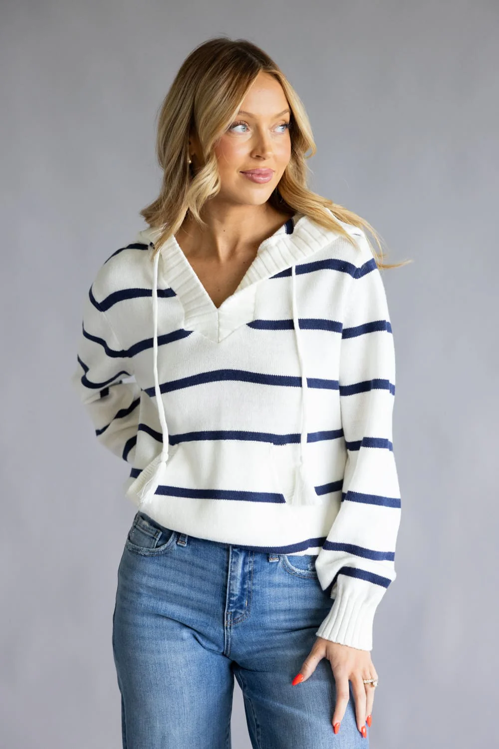Thread & Supply Rylee Hoodie for Women in Ivory Navy | T3870SWTS-IVORYNAVY - Image 3