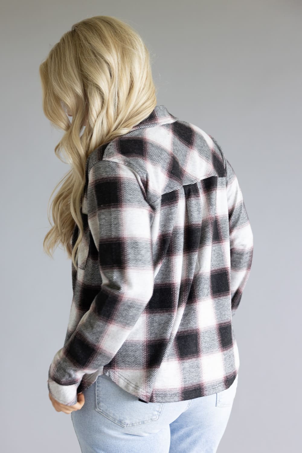 Thread & Supply Saja Button Up Shirt for Women in Black White Rose Plaid | T3822PVTS-WHITEROSEPLAID - Image 2
