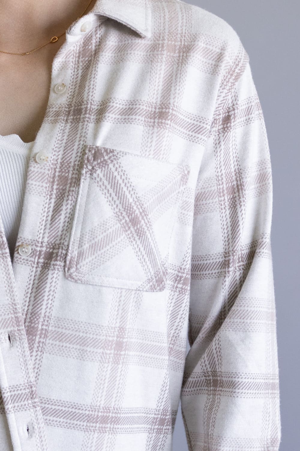 Thread & Supply Saja Button Up Shirt for Women in Mauve Taupe Plaid | T3822PVTS-MAUVETAUPEPLAID - Image 3