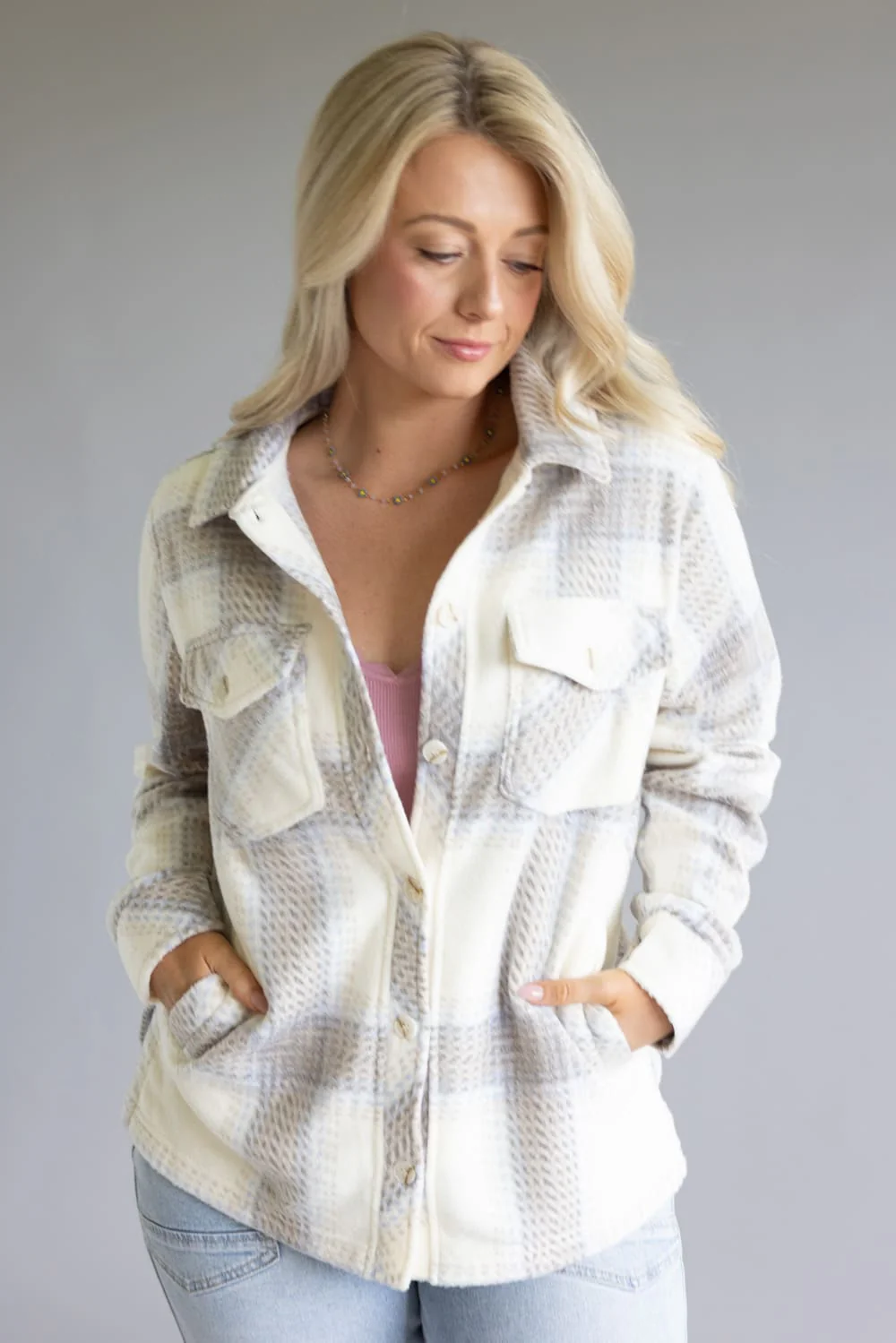 Thread & Supply Santa Fe Jacket for Women in Ivory Plaid | J2458PFKTS-IVORYBROWNPLAID - Image 4