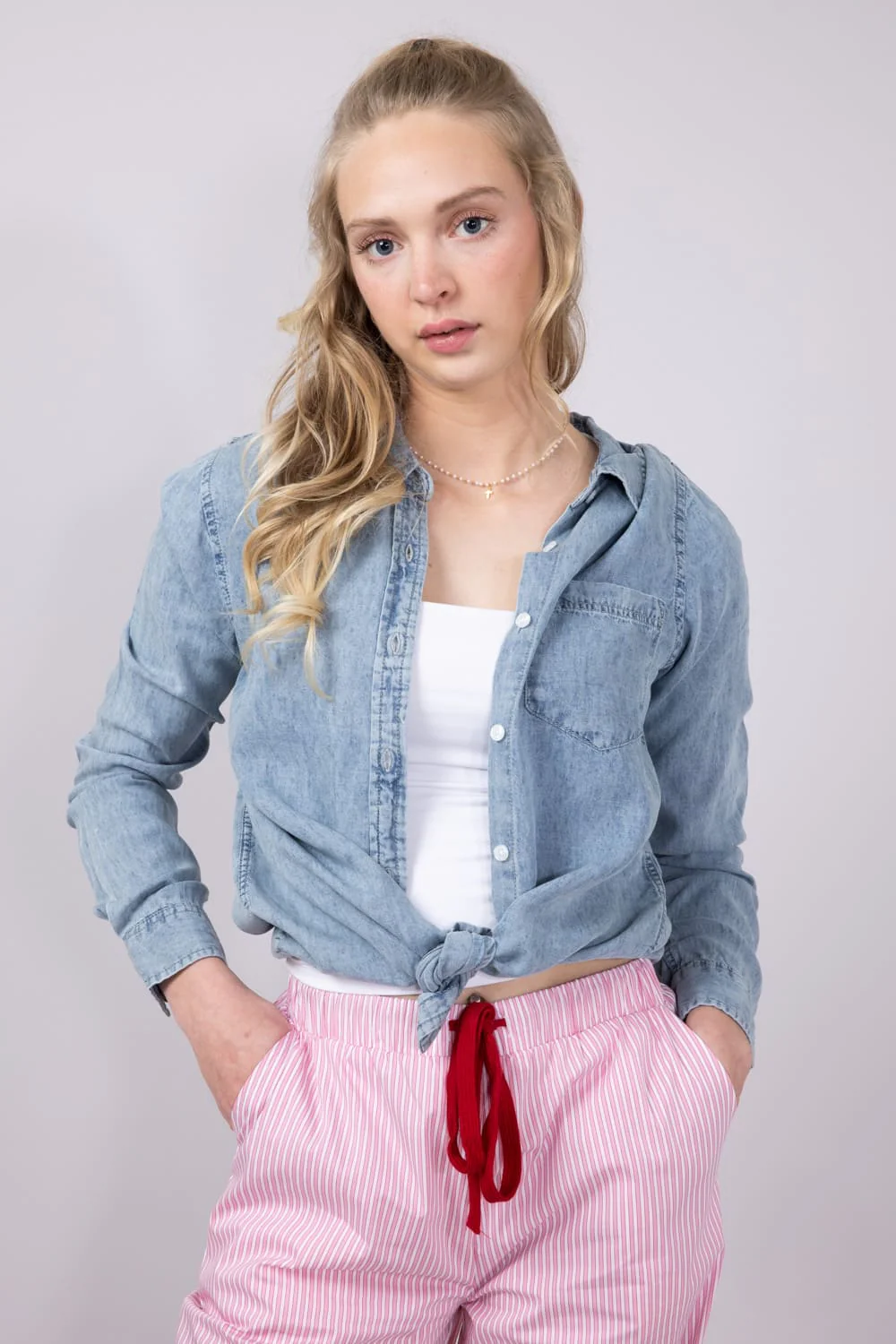 Thread & Supply Shay Denim Shirt for Women in Light Wash | T2665LLWTS-JUNEWASH - Image 3