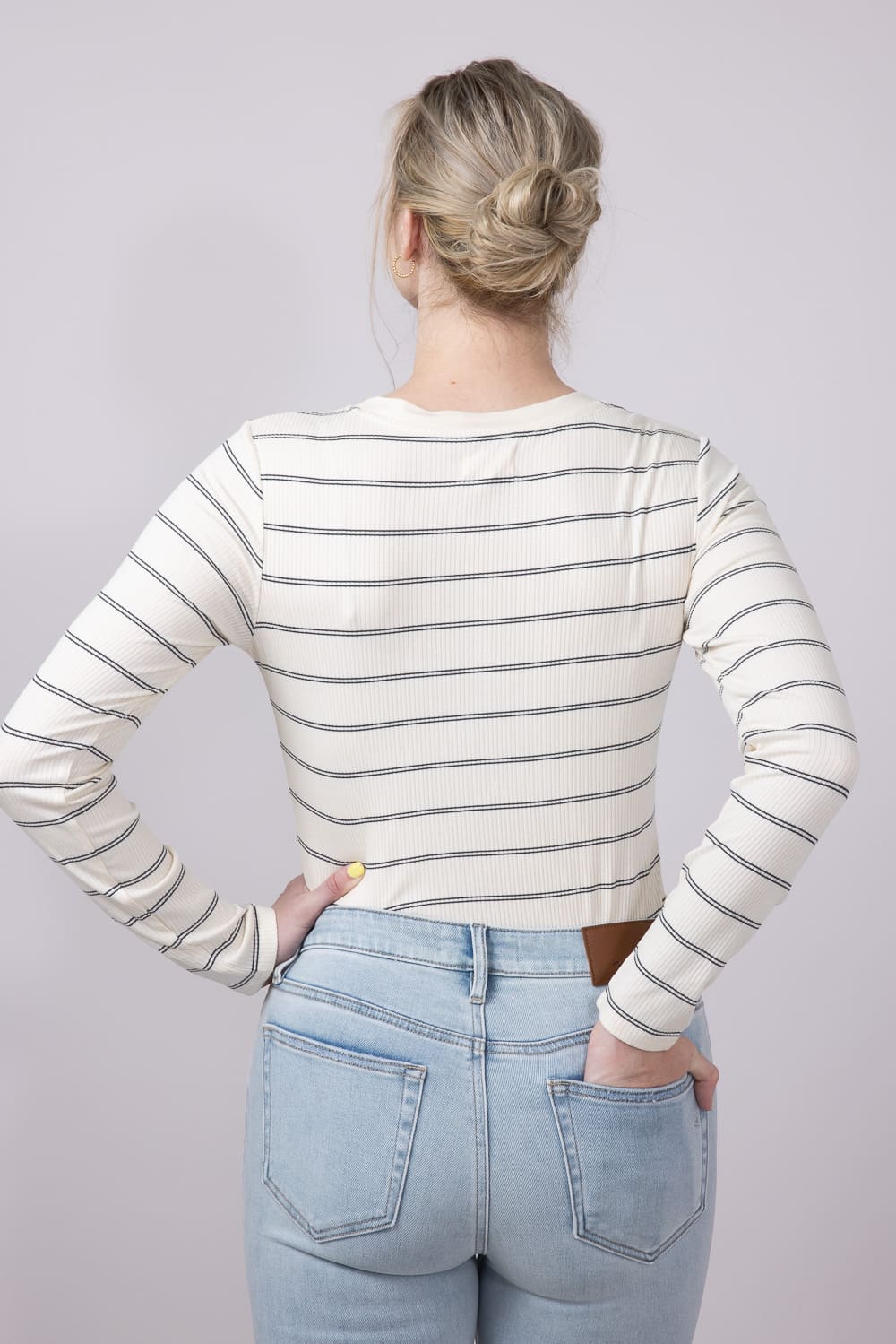 Thread & Supply Solara Stripe Shirt for Women in Off White | T4300RSTS-OFFWHITENAVY - Image 2