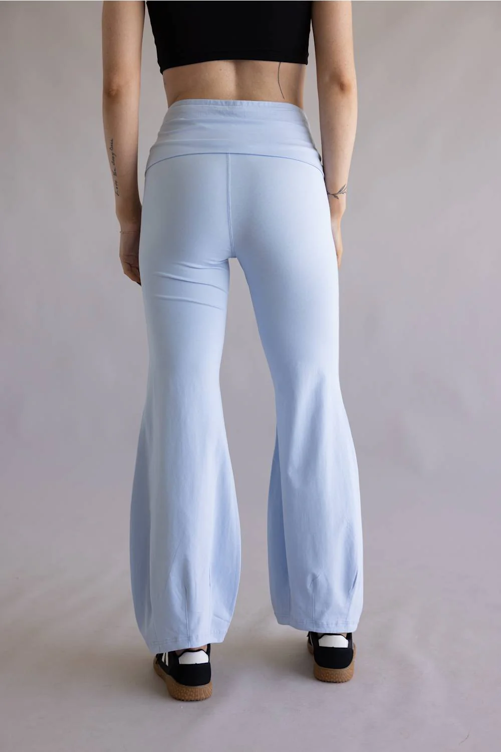 Tie Waist Bubble Flare Leggings for Women in Pastel Blue | P6437-PASTEL-BLUE - Image 2
