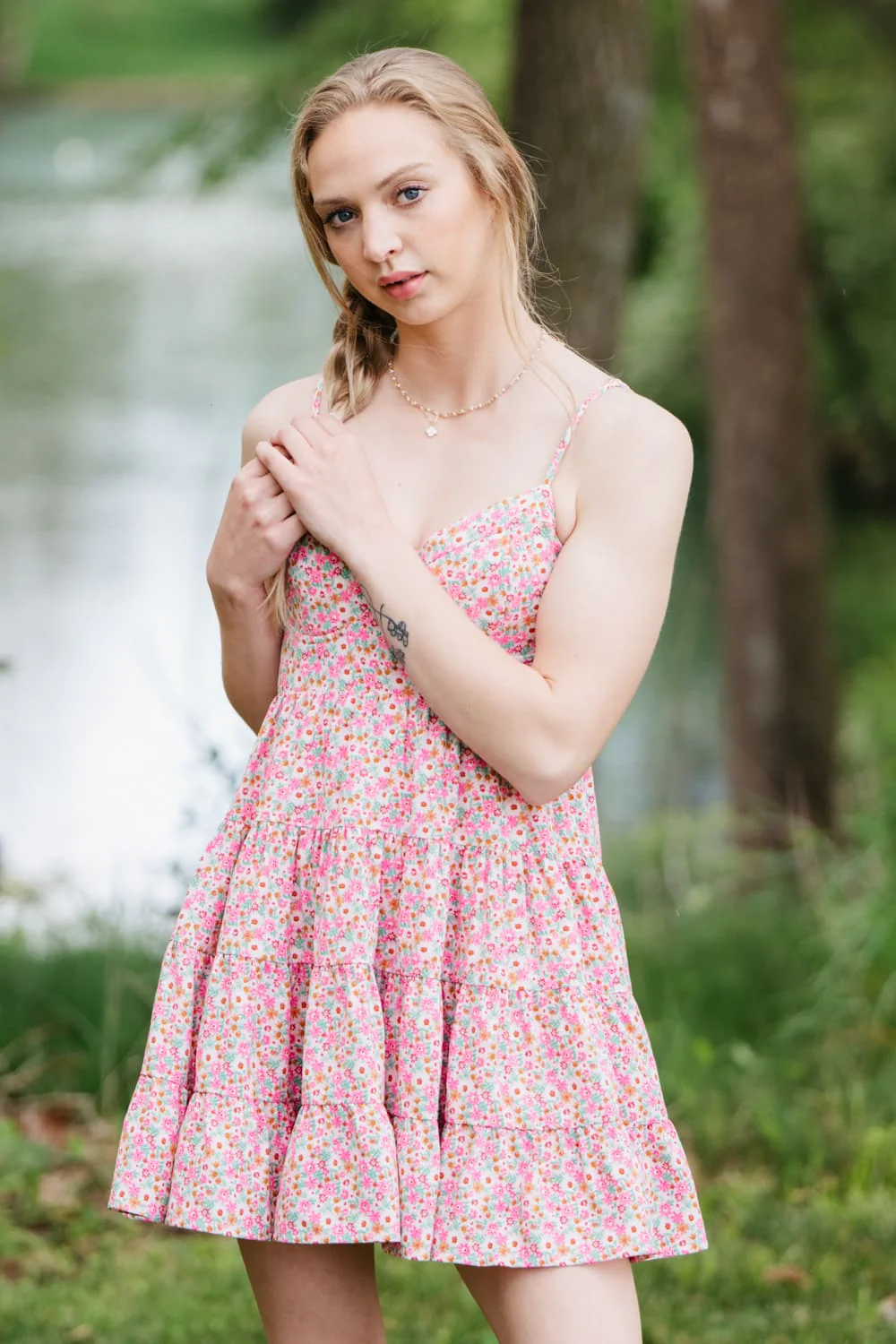 Tiered Babydoll Floral Mini Dress for Women in Light Pink | ID4273-LTPINK - Image 2