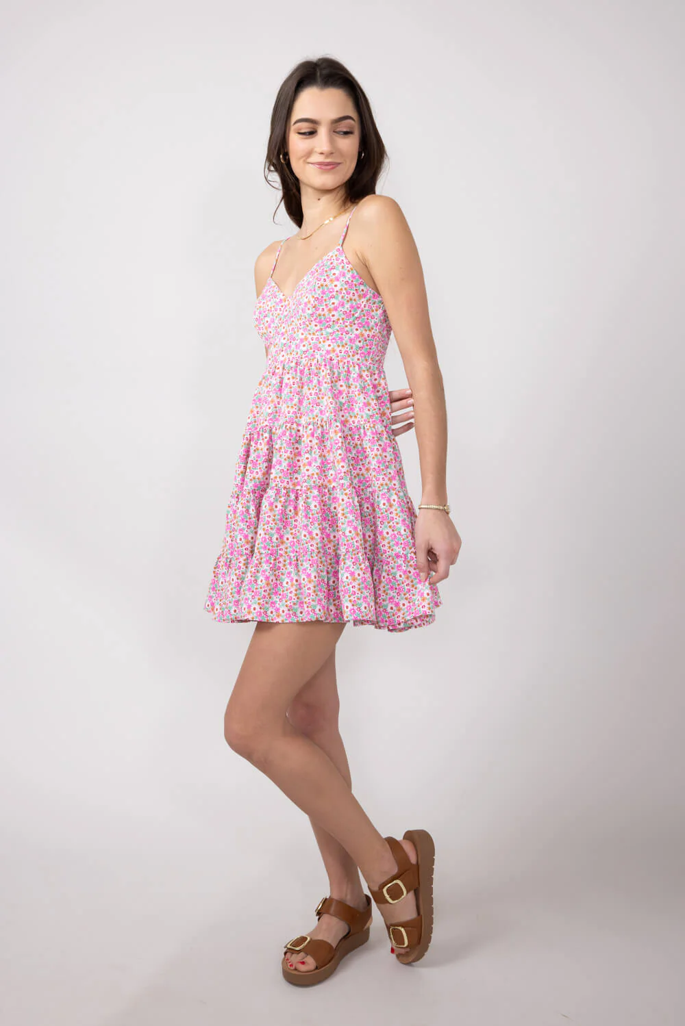 Tiered Babydoll Floral Mini Dress for Women in Light Pink | ID4273-LTPINK - Image 5