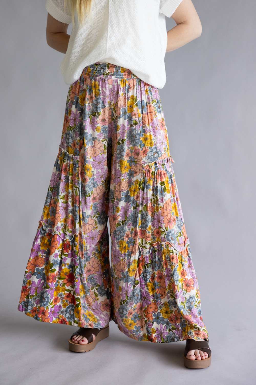 Tiered Floral Beach Pants for Women in Multi | 25T06-A855 - Image 3