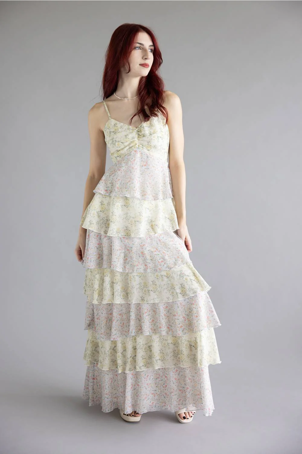 Tiered Floral Ruffle Maxi Dress for Women in Green Multi | A2207DG-GREENMULTI - Image 5