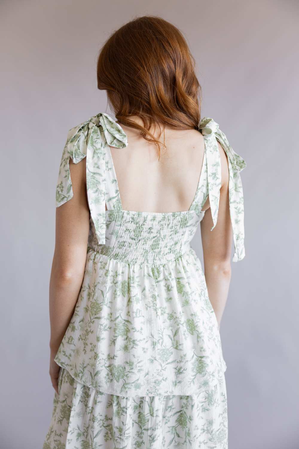 Tiered Floral Maxi Dress for Women in Sage | TB8814-SAGEMULTI - Image 3