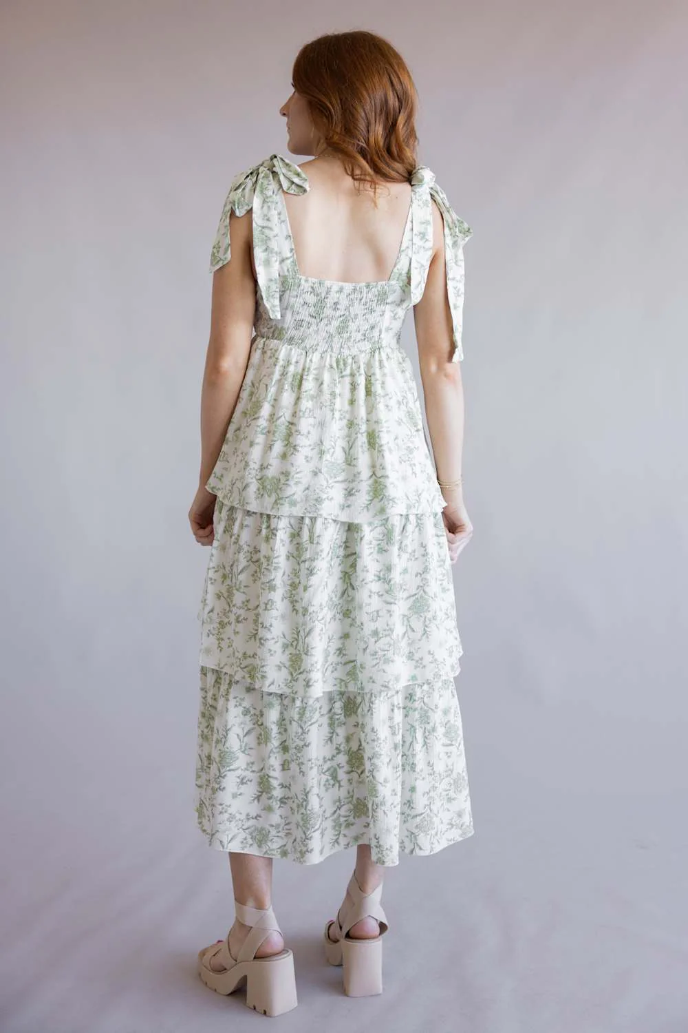 Tiered Floral Maxi Dress for Women in Sage | TB8814-SAGEMULTI - Image 4