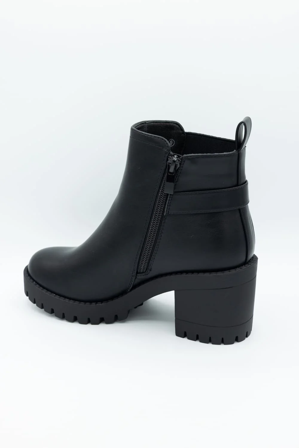 Top Moda Bianca Buckle Lug Booties for Women in Black | BIANCA87-BLACK - Image 4