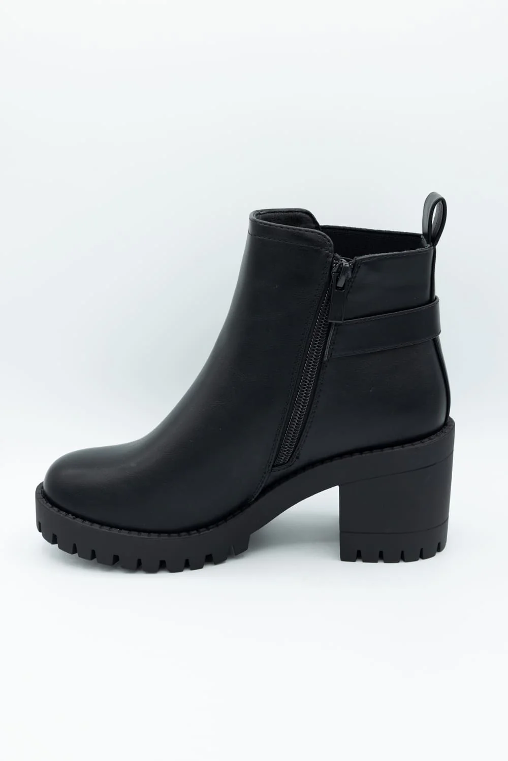 Top Moda Bianca Buckle Lug Booties for Women in Black | BIANCA87-BLACK - Image 5