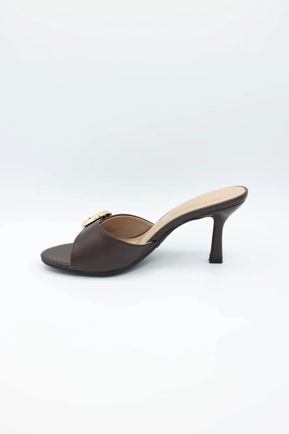 Top Moda Elsa Buckle Kitten Heels for Women in Brown | ELSA-56 BROWN - Image 3