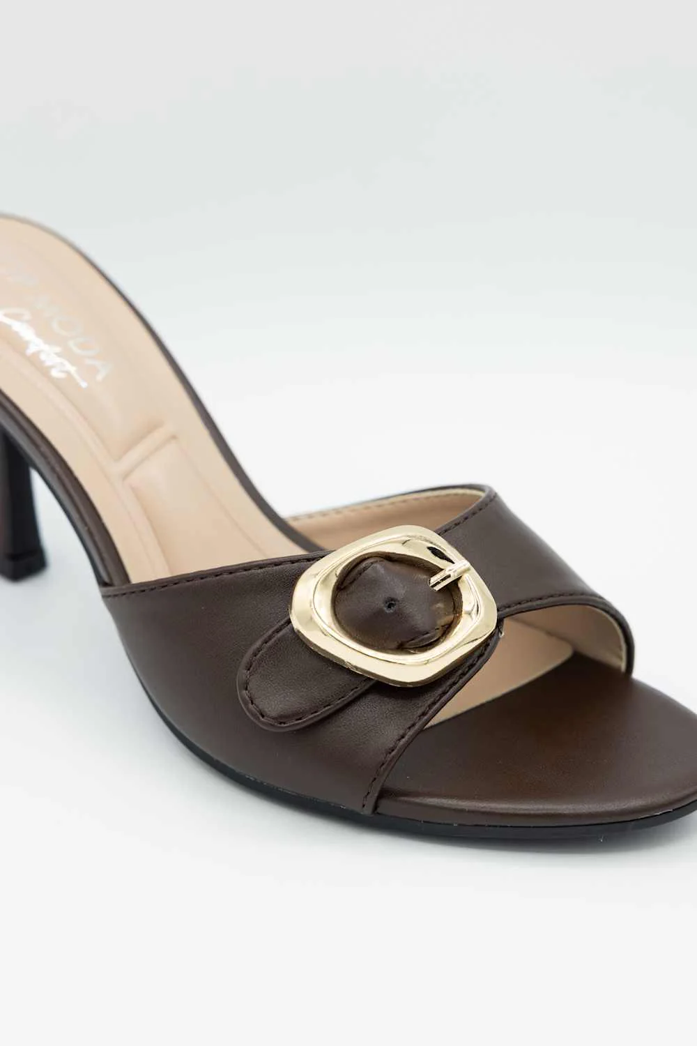 Top Moda Elsa Buckle Kitten Heels for Women in Brown | ELSA-56 BROWN - Image 6