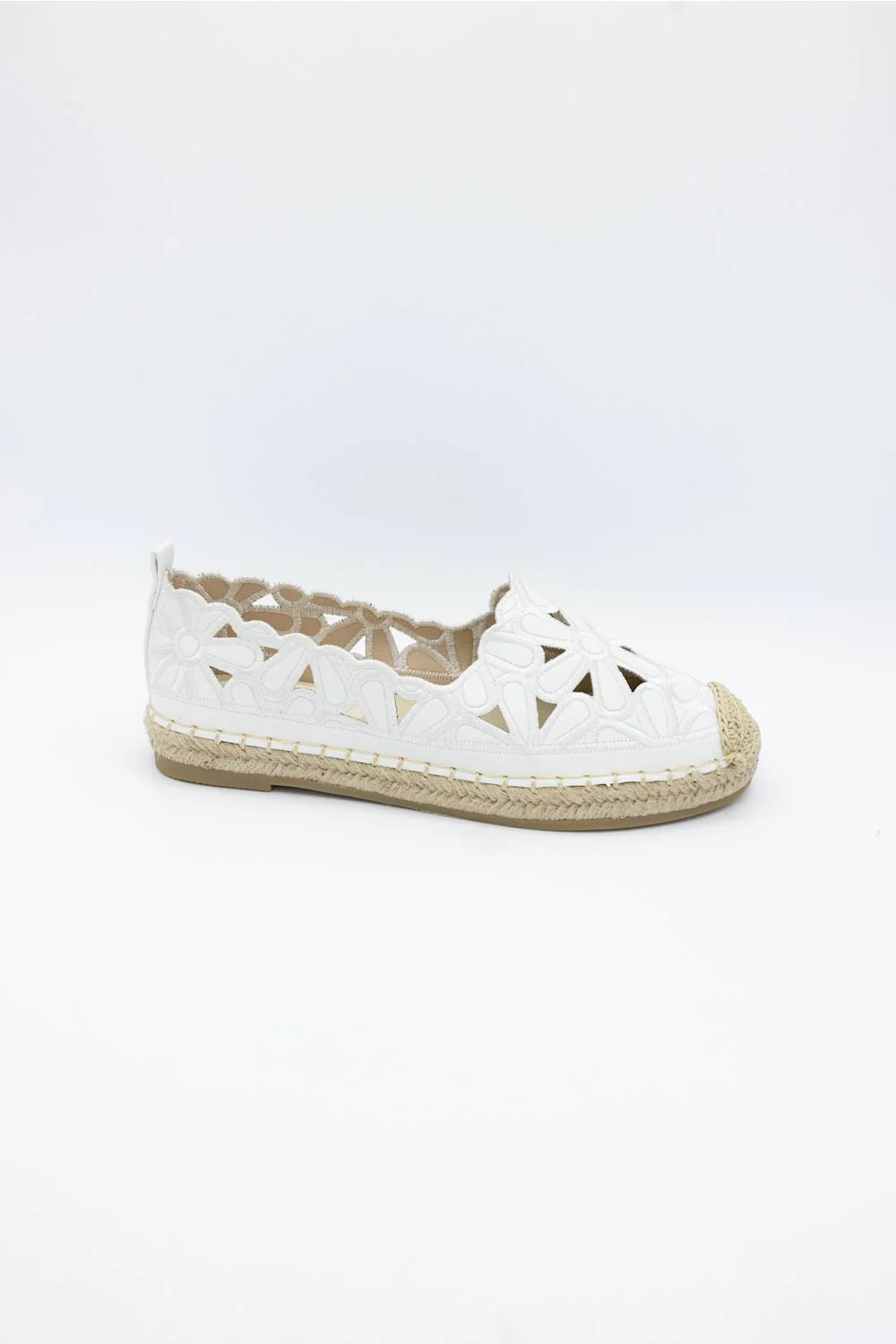 Top Moda Floral Cut Out Flats for Women in White | CHROM-21-WHITE - Image 3