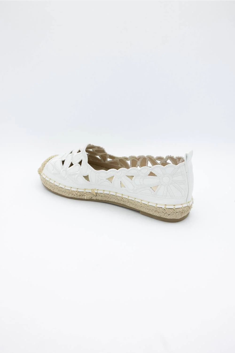 Top Moda Floral Cut Out Flats for Women in White | CHROM-21-WHITE - Image 4