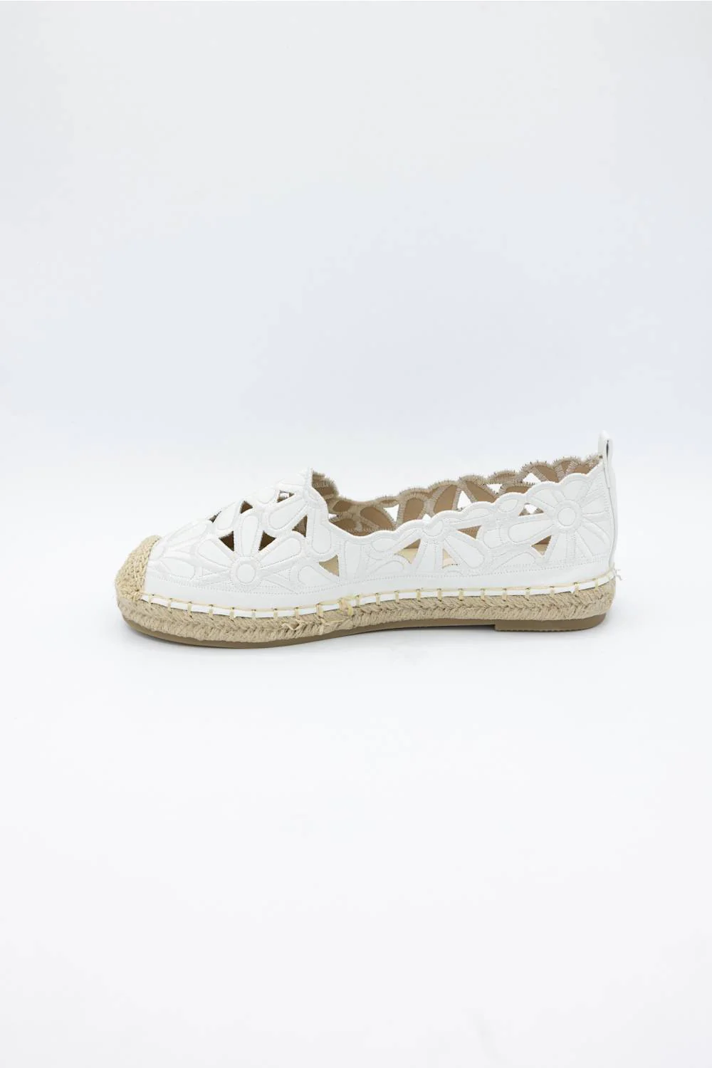 Top Moda Floral Cut Out Flats for Women in White | CHROM-21-WHITE - Image 5