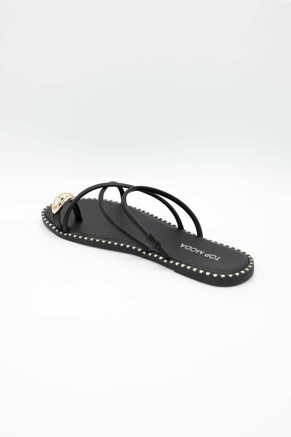 Top Moda Mick Toe Loop Slides for Women in Black | MICK-55 BLACK - Image 2