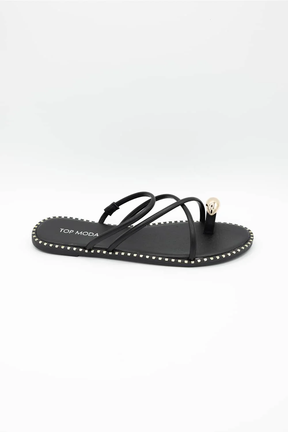 Top Moda Mick Toe Loop Slides for Women in Black | MICK-55 BLACK - Image 3