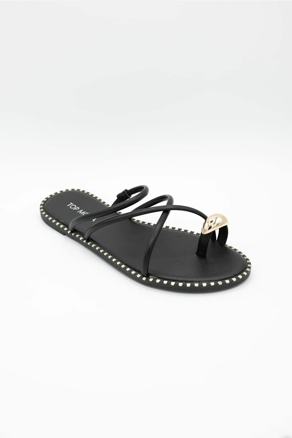 Top Moda Mick Toe Loop Slides for Women in Black | MICK-55 BLACK - Image 4