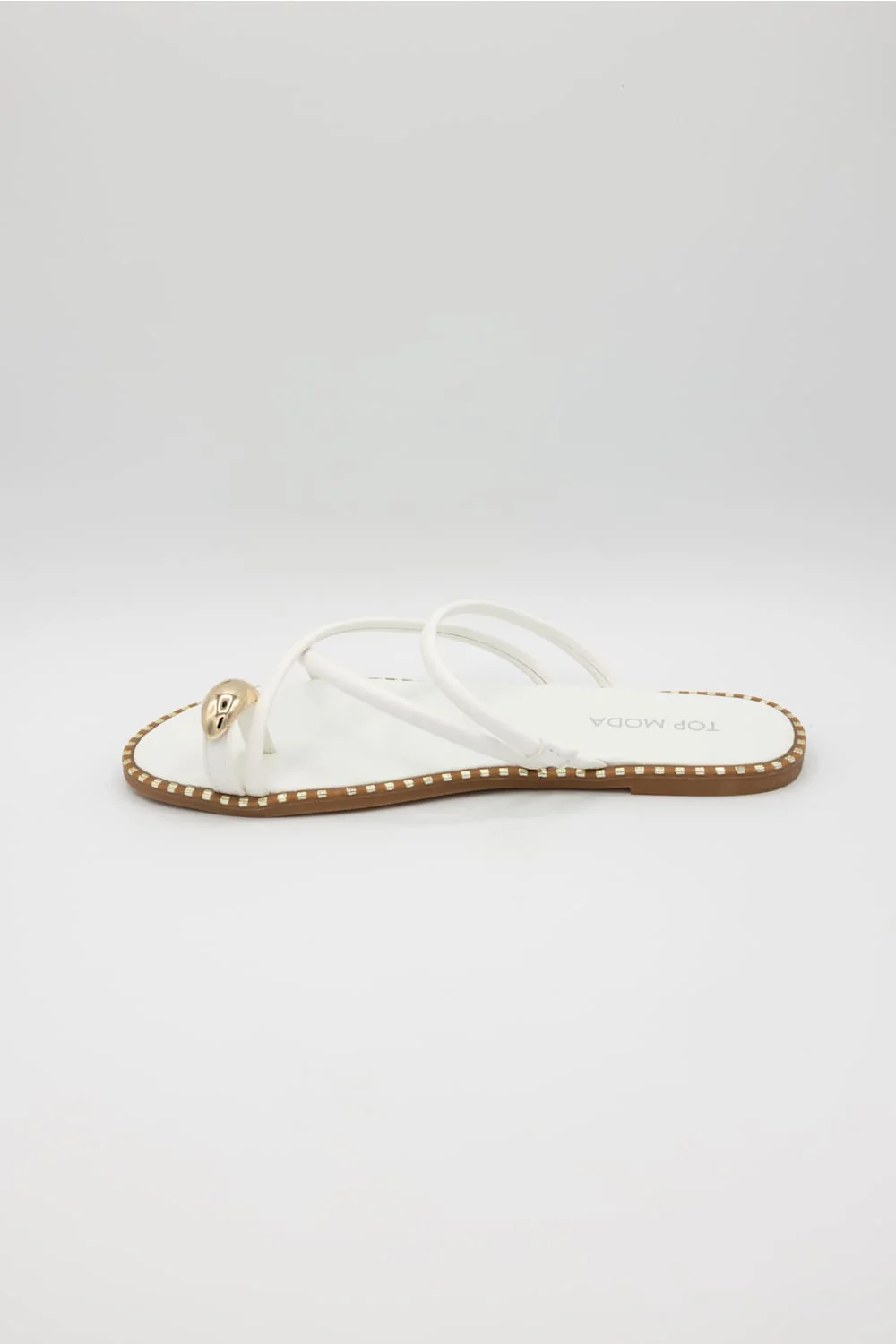 Top Moda Mick Toe Loop Slides for Women in White | MICK-55 WHITE - Image 3