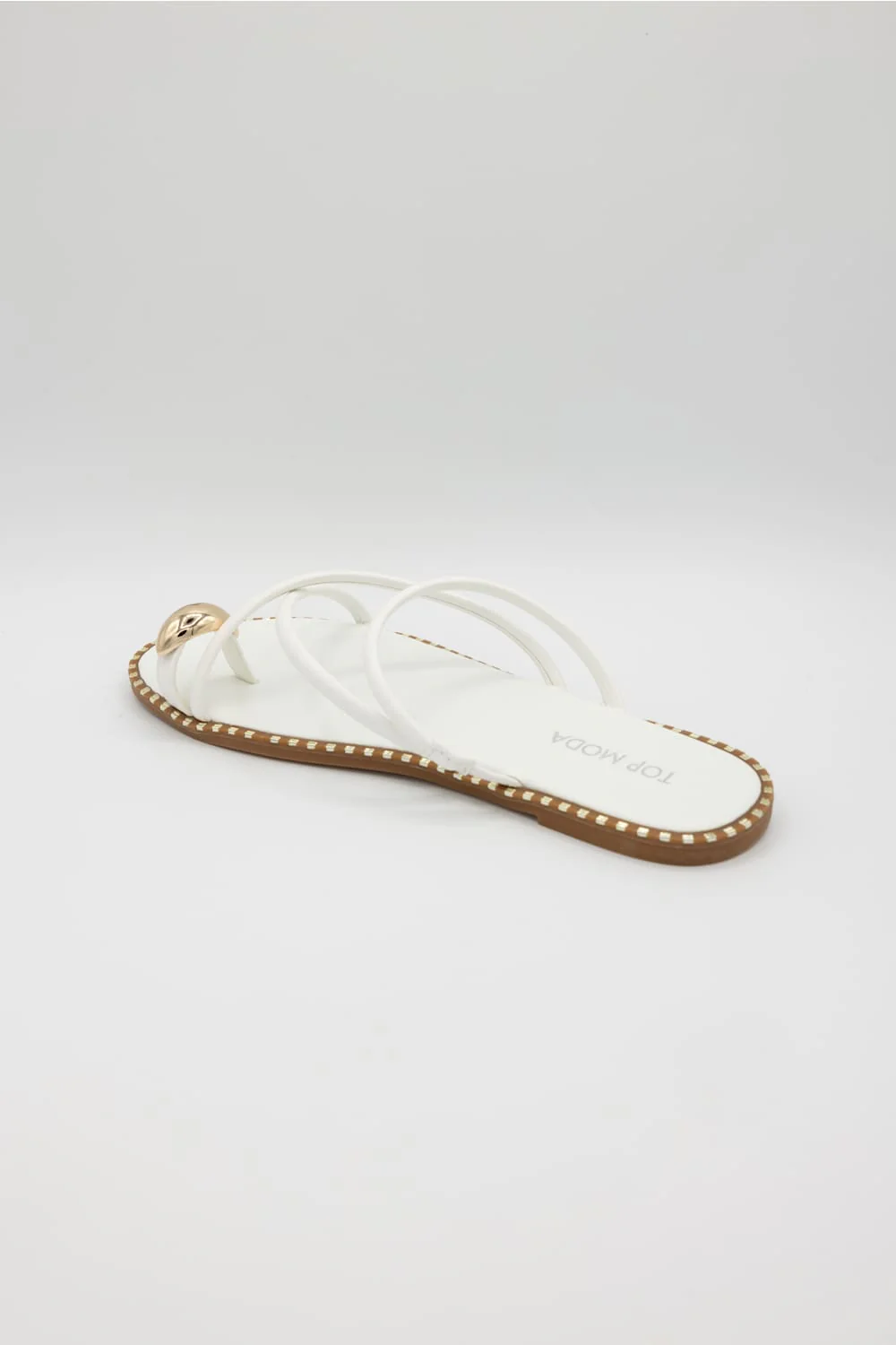Top Moda Mick Toe Loop Slides for Women in White | MICK-55 WHITE - Image 4
