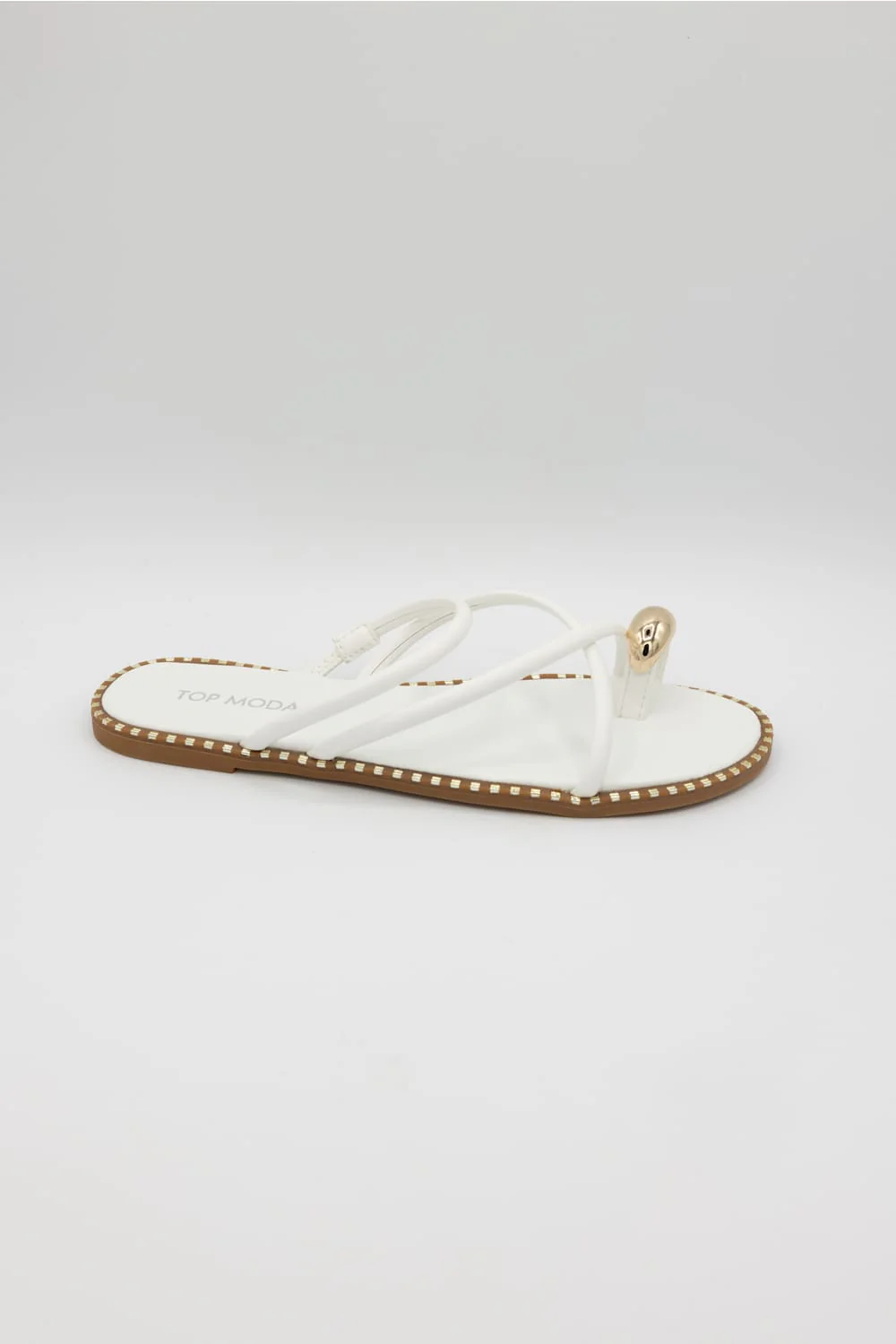 Top Moda Mick Toe Loop Slides for Women in White | MICK-55 WHITE - Image 5