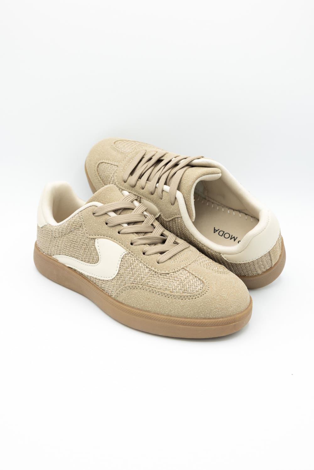 Top Moda Remus Raffia Sneakers for Women in Taupe | REMUS-1 TAUPE RAFFIA - Image 2