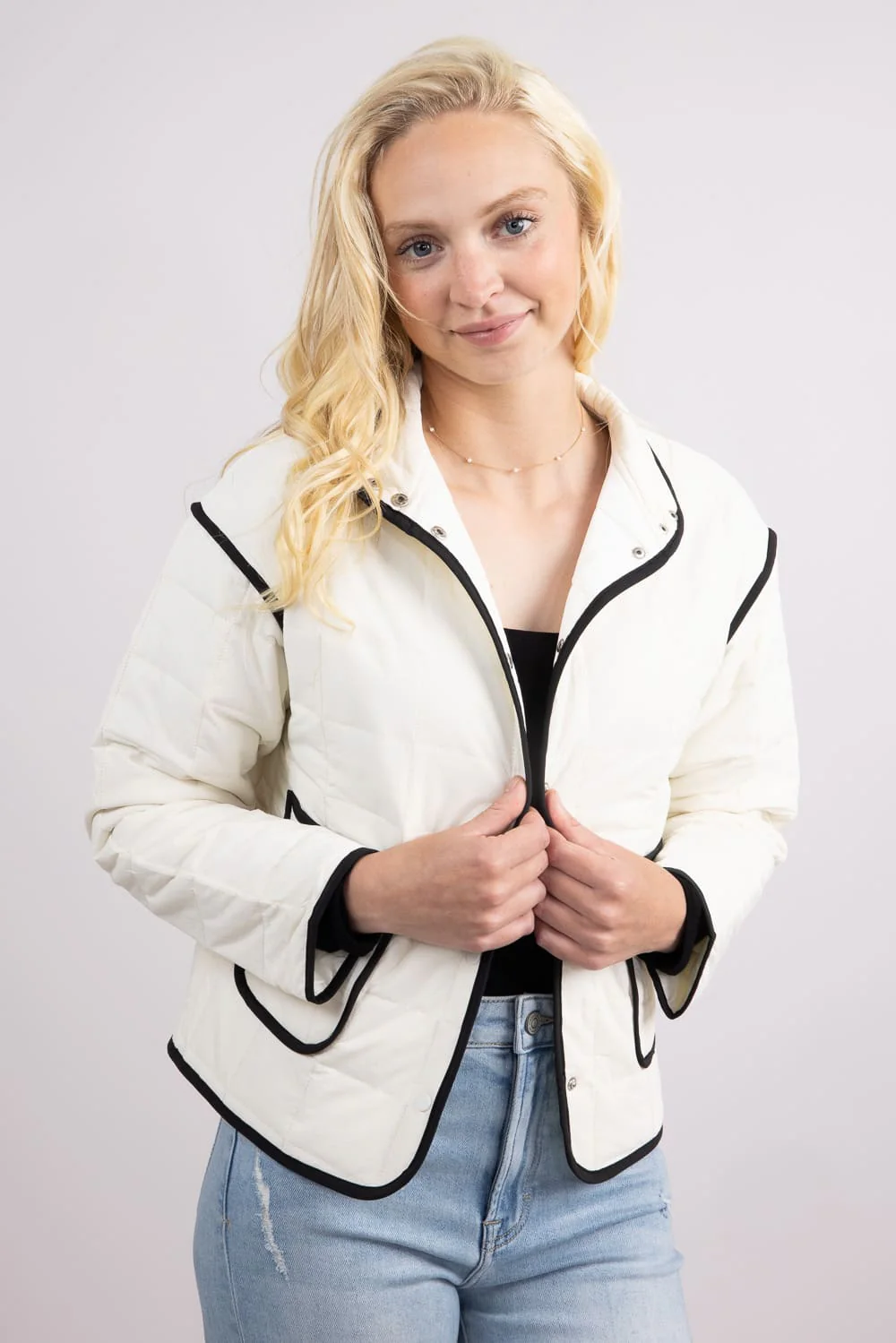 Trim Quilted Jacket for Women - Image 2