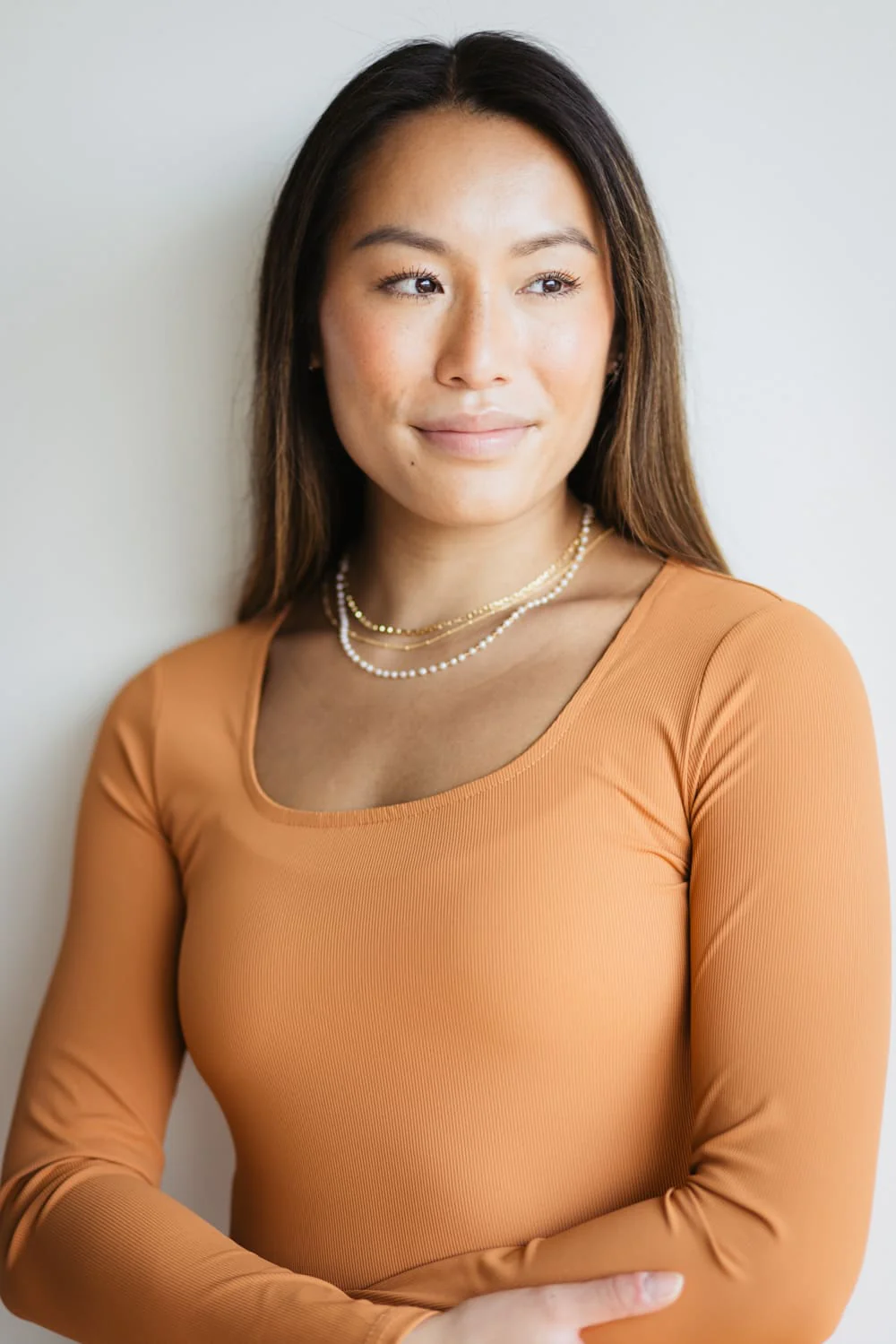 Triple Pearl Necklace in Gold | N7943G - Image 2