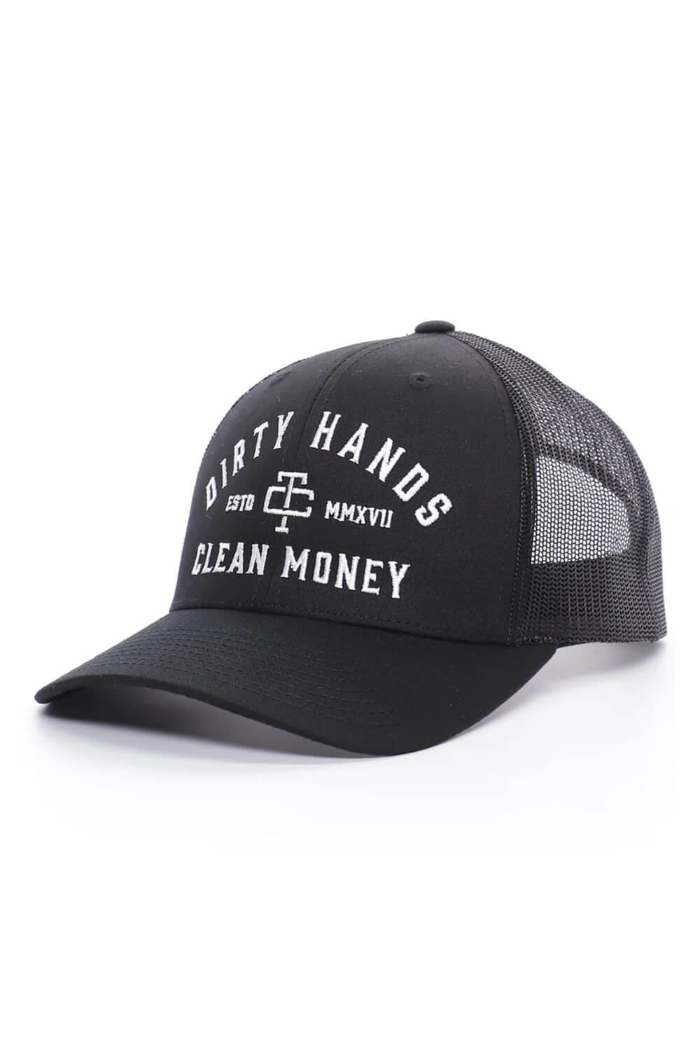 Troll Co. DCHM Embroidered Curved Brim Trucker Hat for Men in Black | TC0082-BLACK - Image 2