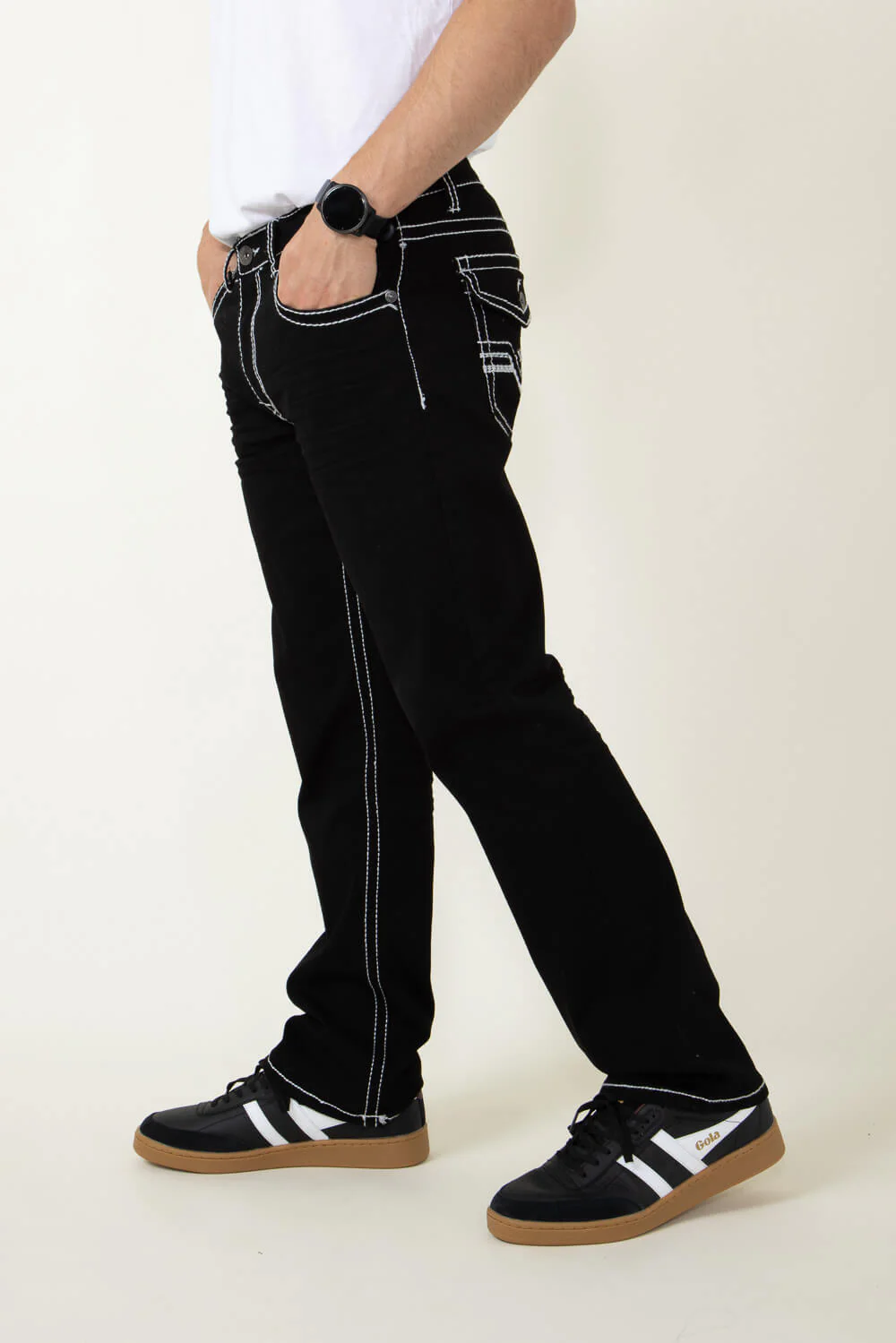 True Luck Blake Bootcut Jeans for Men in Black | TL16350002-BLACK - Image 4