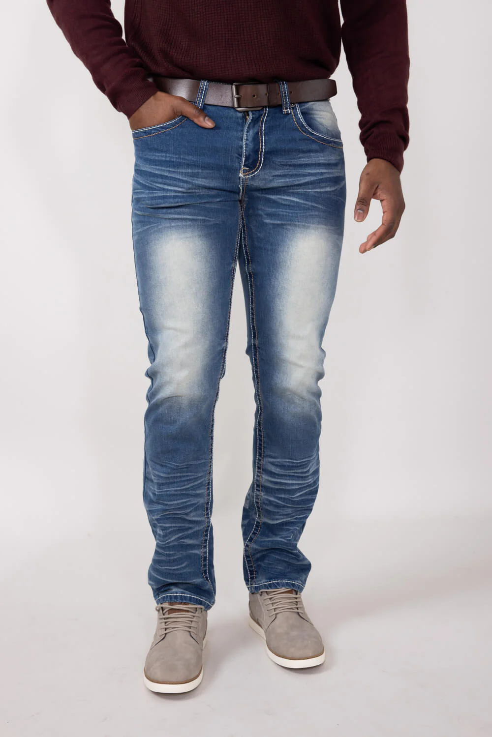 True Luck Calvin Straight Jeans for Men in Medium Wash | TL24010512 - Image 3