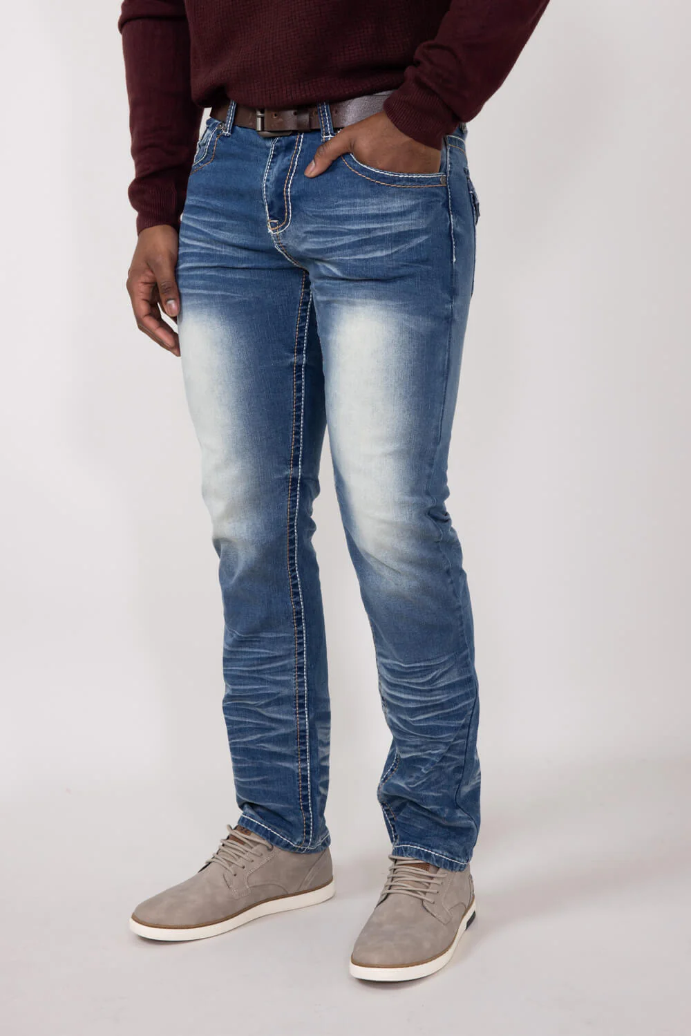 True Luck Calvin Straight Jeans for Men in Medium Wash | TL24010512 - Image 4