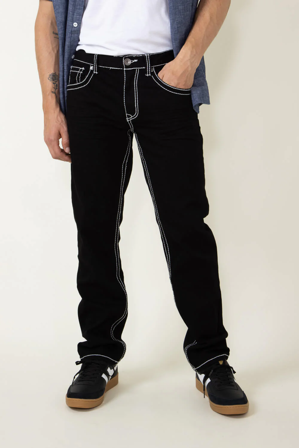 True Luck Vinny Straight Jeans for Men in Black | TL20356611-BLACK - Image 2