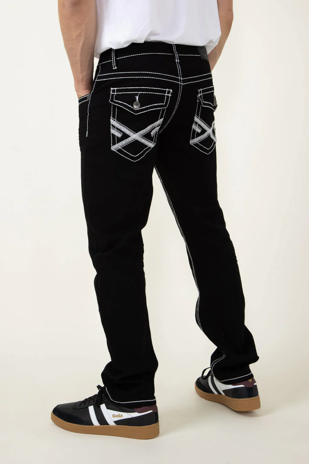 True Luck Vinny Straight Jeans for Men in Black | TL20356611-BLACK - Image 3