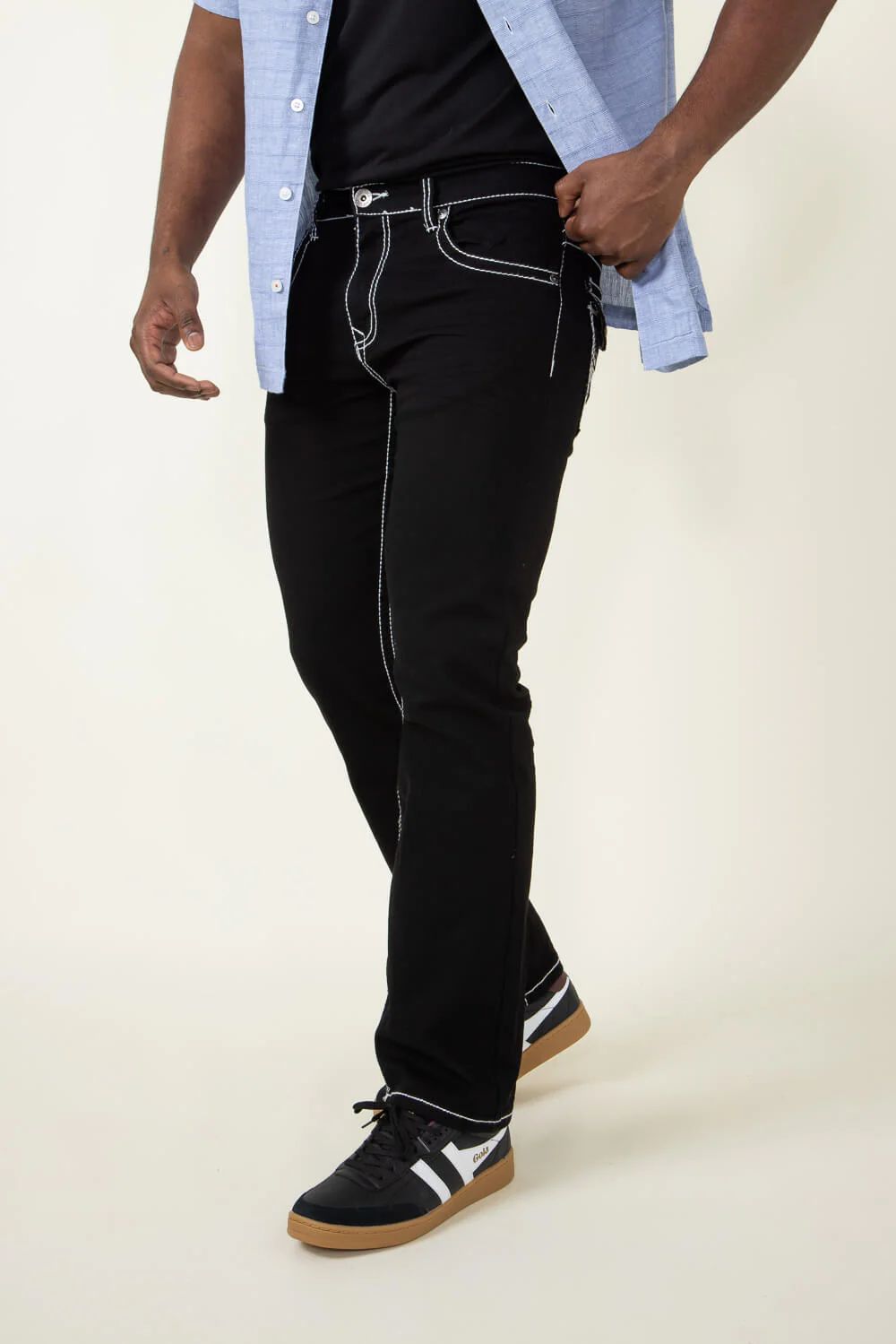 True Luck Wolf Bootcut Jeans for Men in Black | TL22031410-BLACK - Image 2