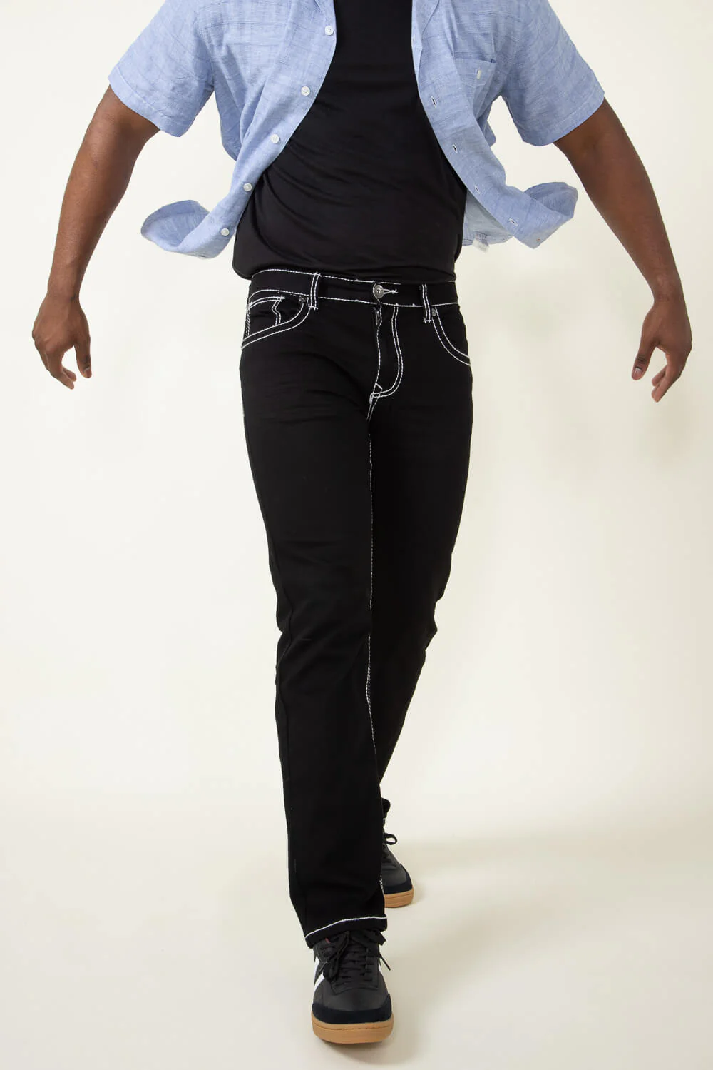 True Luck Wolf Bootcut Jeans for Men in Black | TL22031410-BLACK - Image 4